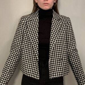 Rachel Zoe Los Angeles New York black and white tweed blazer.